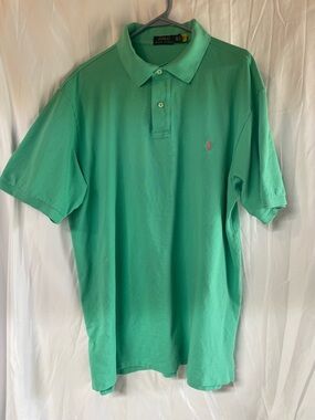 Ralph Lauren Emerald Green Short-Sleeve Polo with Pink Pony